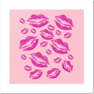 Cover Me In Kisses Playful Pink Lipstick Flirtatious Fun Posters and Art